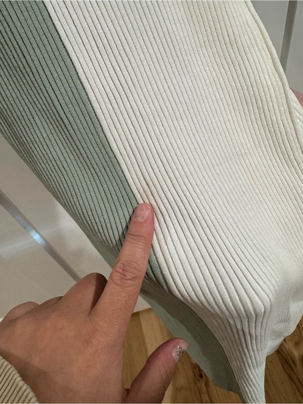 STAUD Two-Tone Ribbed Button-Front Maxi Dress in Cream & Sage - Picture 4 of 6
